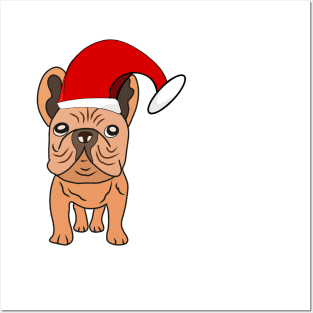 Feliz navidog puppy in christmas hat Posters and Art